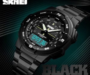 Skmei 1370 Men Digital Stainless Steel 5ATM Waterproof Wrist Watches ( Original )