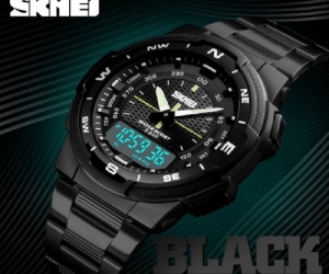Skmei 1370 Men Digital Stainless Steel 5ATM Waterproof Wrist Watches ( Original )