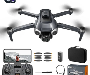 Mini Dron Plegable Doble Cámara 4k Wifi Luz Control V600 Gris