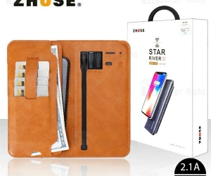 Zhuse Star River 3 Series 6000mAh Leather Card Holder Wallet Pouch with Wireless Power Bank