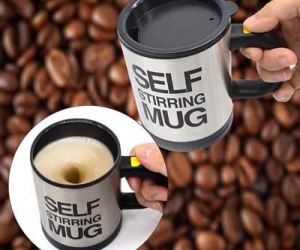 Self starting coffee mug