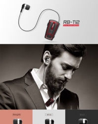 Remax RBT12 stereo headphone Wireless Clip Retractable Bluetooth 4.0 Earphone