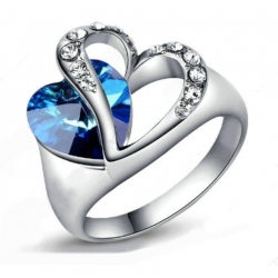 Feeling Of Love Blue Heart Finger RING (QSH)