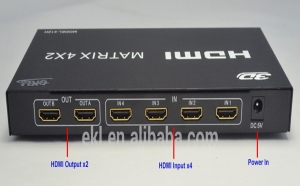  HDMI matrix 4*2 hdmi switch splitter 4 IN 2 OUT Remote Control