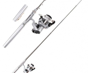 Mini Pocket Pen Fishing Rod Lightweight Aluminum Alloy Telescopic Fishing Pole With Reel For Outdoor Fishing Silver