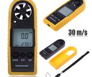 Digital Anemometer Wind Speed Meter 10 ~ 45C Temperature Tester Anemometro Yellow