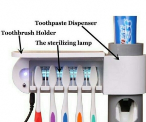 UVC Light Sterilizer Toothbrush Holder & Automatic Toothpaste Dispenser