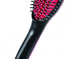 Hair Straightener Brush  Black And Pink