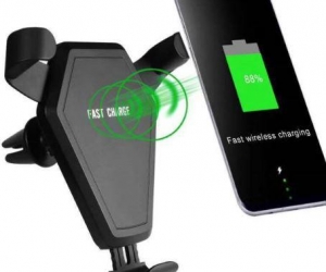 Car Wireless Charger Phone Holder QI Fast Support Auto Phone Induction Charging for Mobile PhoneBlack