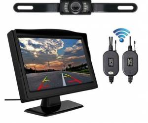 5 Inch Wireless Car Rear View License Plate Camera Backup Monitor Wireless Parking Night Vision Camera Kit