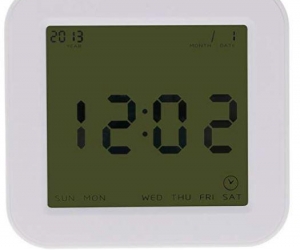 FourSided Digital Rotating Time Alarm Timer Temperature LCD Clock  White