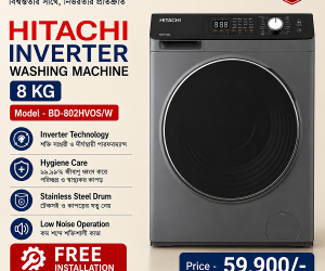 Hitachi BD802HVOSW Inveter Washing Machine 8 KG