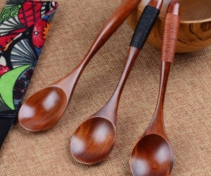 4Pcs Wooden Spoon Kitchen Cooking Utensil Tool Soup Teaspoon Catering Spoon Utensils Kitchen Accessories