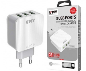 EMY A303 3 USB Fast Charger With Data Cable for Android