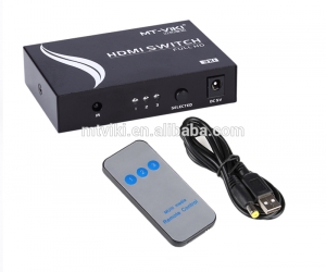5 port hdmi switch 5x1 support 3d with IR and push button, plug and play support 1080p