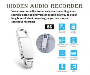 Voice Recorder Keychain 8GB USB Digital Audio Recording Device