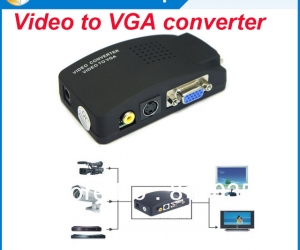 Svideo composite RCA AV to VGA converter with USB power supply for TV to PC converter