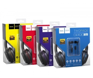 hoco Headphones W24 Enlighten wired with mic set with earphones Blue Color