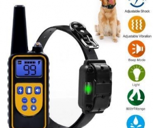 800m Waterproof Rechargeable Remote Control Dog Electric Training Collar  BLACK