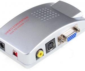 PC TO TV Adapter VGA to AV RCA TV Monitor SVideo Signal Converter Adapter Switch Box PC Laptop