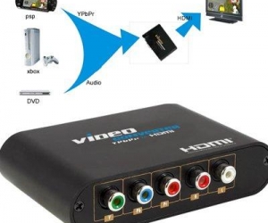 YPbPr to HDMI video converter, 1080P YPbPr video and audio R / L to HDMI adapterBlack