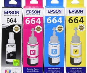 Epson T664 Ink (Genuine) Black Cyan Magenta Yellow Set