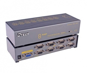 DTECH 8 Port VGA Splitter Amplifier Booster Box 1 in 8 Out for Multi Monitors with 350MHz BandwidthGrey