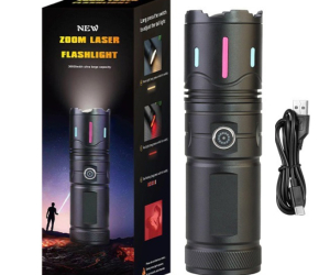 D5 Aluminium Alloy Super Bright Flashlight Zoom Display Red Light