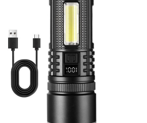 Q7 Multifunction Flashlight Metal Body LED Display COB Light