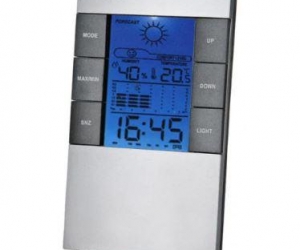 LCD Display Weather Forcast Station with Alarm Snooze Clock Humidity and Temperature DisplayWhite