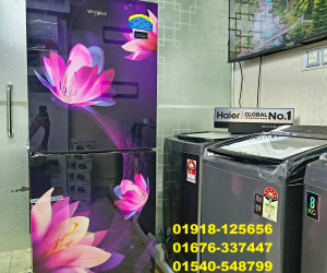 Whirlpool Fresh Magic Pro 236L Glass Door Floral X Frost Refrigerator.