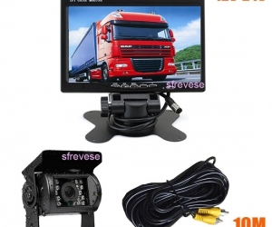 7 inch Car Monitor + Waterproof 18 IR Vehicle Rear View Camera Kit Reversing Parking Backup Camera for Bus Truck Motorhome 12V24V