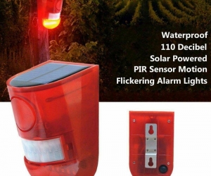 Solar Motion Sensor warning Alarm with Light outdoor Security Lamp