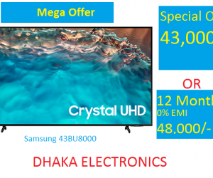 Samsung 43 Inch Crystal 4K UHD HDR Smart TV (43BU8000)