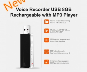 Voice Recorder 8GB Rechargeable with MP3 Player