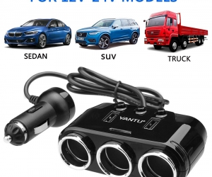 3 Way Auto Car Cigarette Lighter Socket Splitter Charger