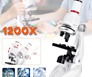 100X 400X 1200X Children Microscope Set W/ Mobile Phone Holder Science Education