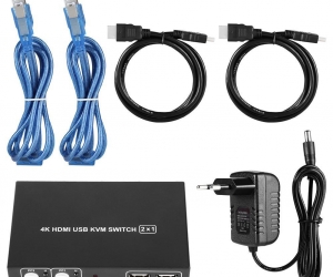 2 Port HDMI KVM Switch With The USB/HDMI Cable Support 3D 4K*2K/3840*2160 30Hz and USB2.0Black