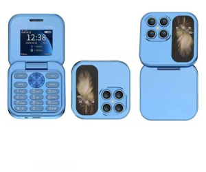 i17 Mini Folding Phone Dual SIM FM Radio Blue