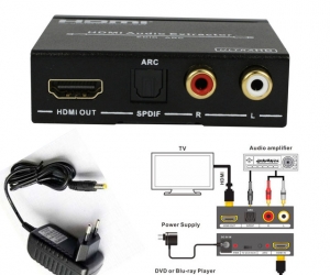 1080p 4Kx2K HDMI to HDMI + Audio Extractor Repeater HDMI to 5.1 spdif digital audio Converter Support EDID / ARC with Free Power